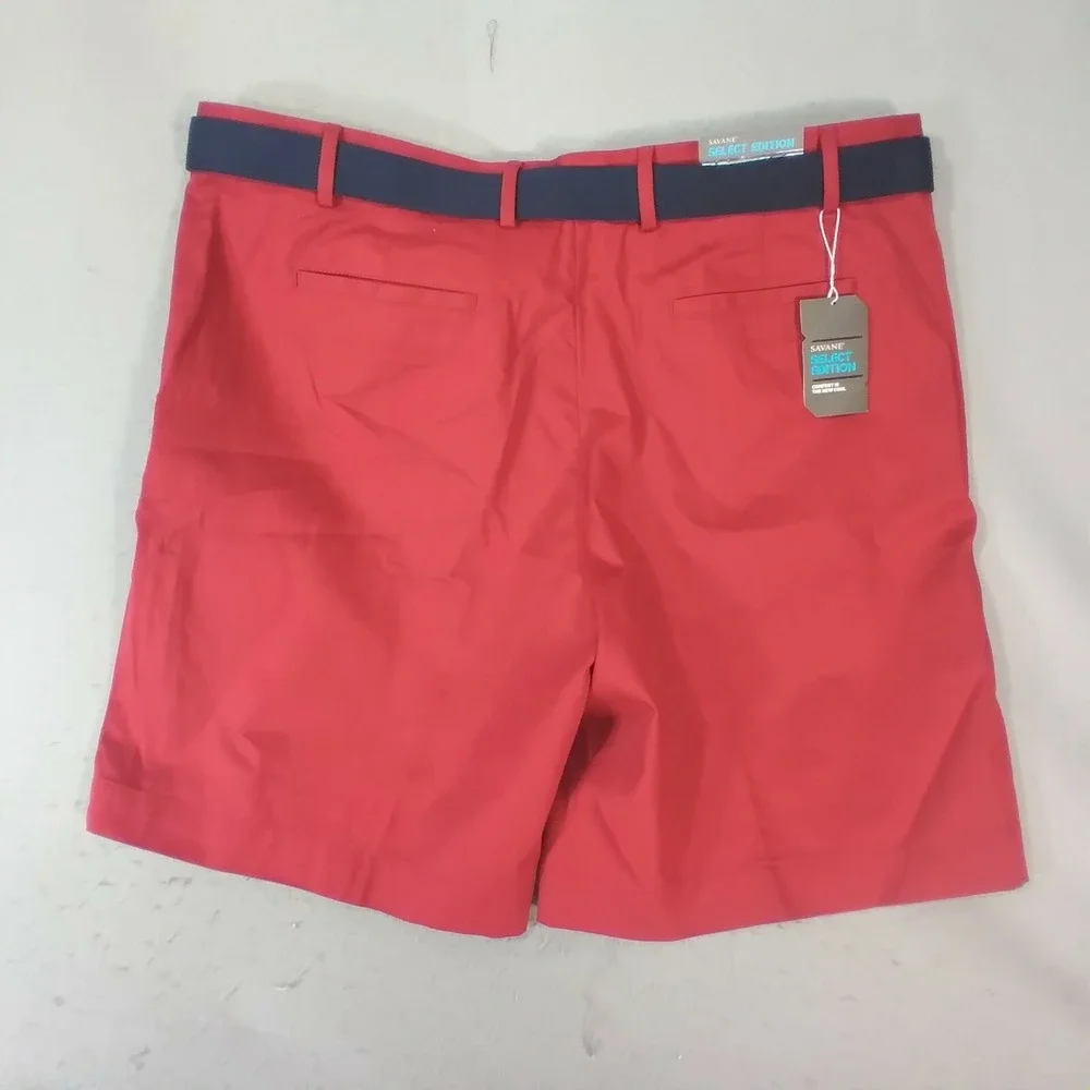 Savane shorts men's‎ 42 x 8 red cotton with belt outdoor retro NEW